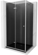 Mexen Lima, sprchový kút so skladacími dverami 90 (dvere) x 120 (stena) cm, 6mm šedé sklo, chrómový profil + slim sprchová vanička čierna + chrómový sifón, 856-090-120-01-40-4070