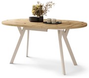 ALDO Dub Artisan/béžové nohy - OKRÚHLY LOFTOVÝ/INDUSTRIÁLNY ROZKLADACÍ STÔL DO OBÝVAČKY/JEDÁLNE