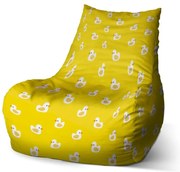 Sedací vak Bean biele kačičky - detský, žltá