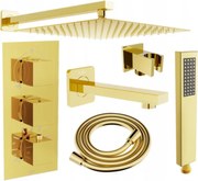 Mexen Cube DR02 vaňovo-sprchová podomietková súprava s dažďovými tryskami 30 cm, zlatá - 77503DR0230-50