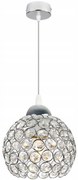 Závesné svietidlo Crystal, 1x strieborné krištáľové tienidlo, ch