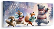 Obraz zimný sprievod zvieratiek s melódiou