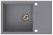 Sink Quality Sink55, kuchynský granitový drez 680x460x215 mm + chrómový sifón, šedá, SKQ-SINK.D.1KDO.X