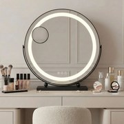 Rea MAKE-UP, kozmetické LED zrkadlo 40 cm v čiernom ráme na postavenie, HOM-12020