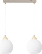 Závesné svietidlo Eliza, 2x biele sklenené tienidlo, g/be