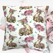 Set vankúšových mantinelov 2 ks – minky a 100% bavlna so srnkami, 40x40 cm, hypoalergénna výplň