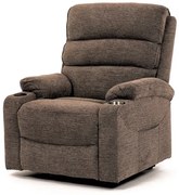 Křeslo polohovací elektrické, 1 motor, krémová látka, bezdrátové nabíjení pro mobilní telefon