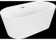 Mexen Luna voľne stojaca vaňa 150 x 75 cm, biela, Prepad Zlatá - 52031507500-G
