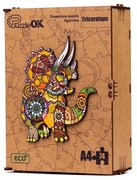 007052 3D drevené puzzle handmade - Triceratops A4