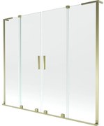 Mexen Velar L Duo, 2-krídlová posuvná vaňová zástena 180 x 150 cm, 8mm číre sklo, zlatá lesklá, 896-180-003-02-50