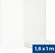 Predajný regál jednostranný, plné steny, 1600 x 1000 x 450 mm, prídavný, biela