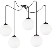 Závesné svietidlo Florence Spider, 5x biele sklenené tienidlo