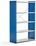 Policový kovový regál MIX, základná sekcia, 1740x1000x400 mm, modrá, šedá