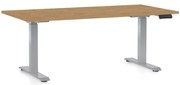 Výškovo nastaviteľný stôl OfficeTech D, 160 x 80 cm, sivá podnož, dub kamenný