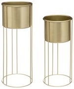KOVOVÝ KVETINÁČ SO STOJANOM MAX GOLD SADA 2KS 58X21,5 CM+41,5X18,5 CM ZLATÁ