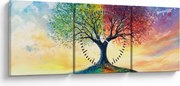 Obraz – Maľovaný strom ročných období (s hodinami) (90x30 cm)