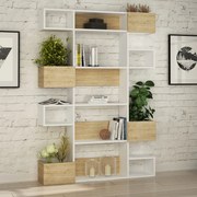 Knihovna Houseland Niho bílá/dub přírodní