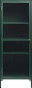 Zelená kovová vitrína Unique Furniture Bronco, výška 160 cm