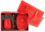 Sada keramického hrnčeka s elektrickým ohrievačom Lucky v darčekovom balení - red