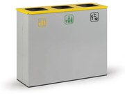 Kôš na triedený odpad 3x 50 l, stojan na odpadkové vrecia, sivá/žltá