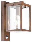Vonkajšia nástenná lampa hrdzavohnedá s pohybovým senzorom IP44 - Charlois
