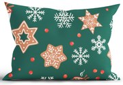 Vianočná bavlnená obliečka na vankúš Renforcé 50 × 70 cm - Vianočný perníček zelené