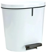 Denox Oval pedálový odpadkový kôš 8 l, plast, biely, 8 l