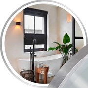 Tutumi Rea, LED kúpeľňové zrkadlo v kovovom ráme 80cm MMJ, brúsená oceľ, HOM-06507