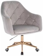 LuxuryForm DESIGN Kreslo ANDORA VELUR na zlatej podstave s kolieskami - svetlo šedé