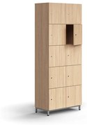 Priehradková skrinka QBUS, 10 priehradiek, na nožičkách, 2020x800x420 mm, strieborná, dub