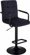 LuxuryForm DESIGN Barová stolička VERONA BLACK VELUR na čiernom tanieri - čierna