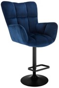 LuxuryForm DESIGN Barové kreslo AURORA VELUR na čiernom tanieri - modré