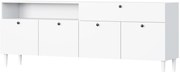 Komoda so skrinkami a zásuvkou DULLUM 200x75cm, biela