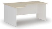 Ergonomický kancelársky písací stôl PRIMO WHITE, 160x120 cm, ľavý, biela/breza