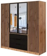 Šatníková skriňa BALI LUX D4 | dub wotan/čierna
