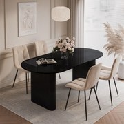 JEDÁLENSKÝ STÔL DEBORA ČIERNÝ LESK 180 cm + 4 x STOLIČKA BÉŽOVÁ