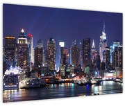 Obraz - Osvetlené New Yorské mrakodrapy (90x60 cm)
