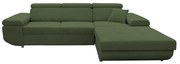 Rozkladacia rohová sedacia súprava s úložným priestorom v tvare L CASTELO, pravostranné prevedenie, zelená