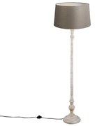 Rustikálna stojaca lampa taupe s tienidlom z ľanu 45 cm - Classico
