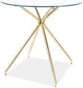 Jedálenský stôl Azalia, číra / zlatá