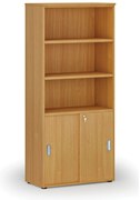 Kombinovaná kancelárska skriňa PRIMO WOOD, zasúvacie dvere na 2 poschodia, 800 x 420 x 1781 mm, buk