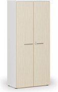 Kancelárska skriňa s dverami PRIMO WHITE, 800 x 420 x 1781 mm, biela/breza