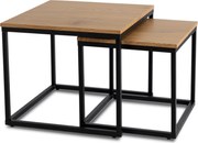 PROXIMA.store - Loftový set konferenčných stolíkov TEVET FARBA: dub, FARBA NÔH: čierna