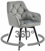 Otočné jedálenské kreslo JORK360 VELVET, svetlo sivé