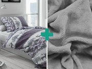 Obliečky mikroplyš VIANOČNÉ SOBY sivé + plachta mikroplyš SOFT 90x200 cm svetlosivá