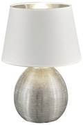 Biela stolová lampa z keramiky a tkaniny Trio Luxor, výška 35 cm