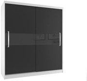 Šatníková skriňa 133 cm Belini biely mat / čierny mat s posuvnými dverami  SI SZP2/2/W/B/B/UU