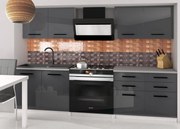 Kuchynská linka Belini 160 cm šedý lesk s pracovnou doskou Kompakto2  INF KOMPAKTO2/2/WT/S/0/B1