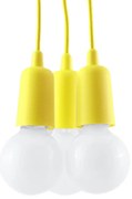 Závesné svietidlo Diego 3, žlté telo svietidla
