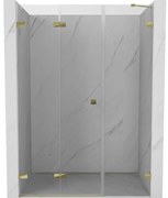 Mexen Lunar-F, skladacie ľavé sprchové dvere 115 cm, číre sklo, zlatý profil, 836S-115-050-50-00-L